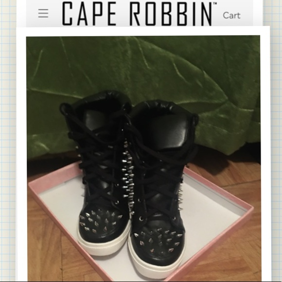 Cape Robbin Shoes - Gothic Spikes High Top Sneakers. On fire 🔥